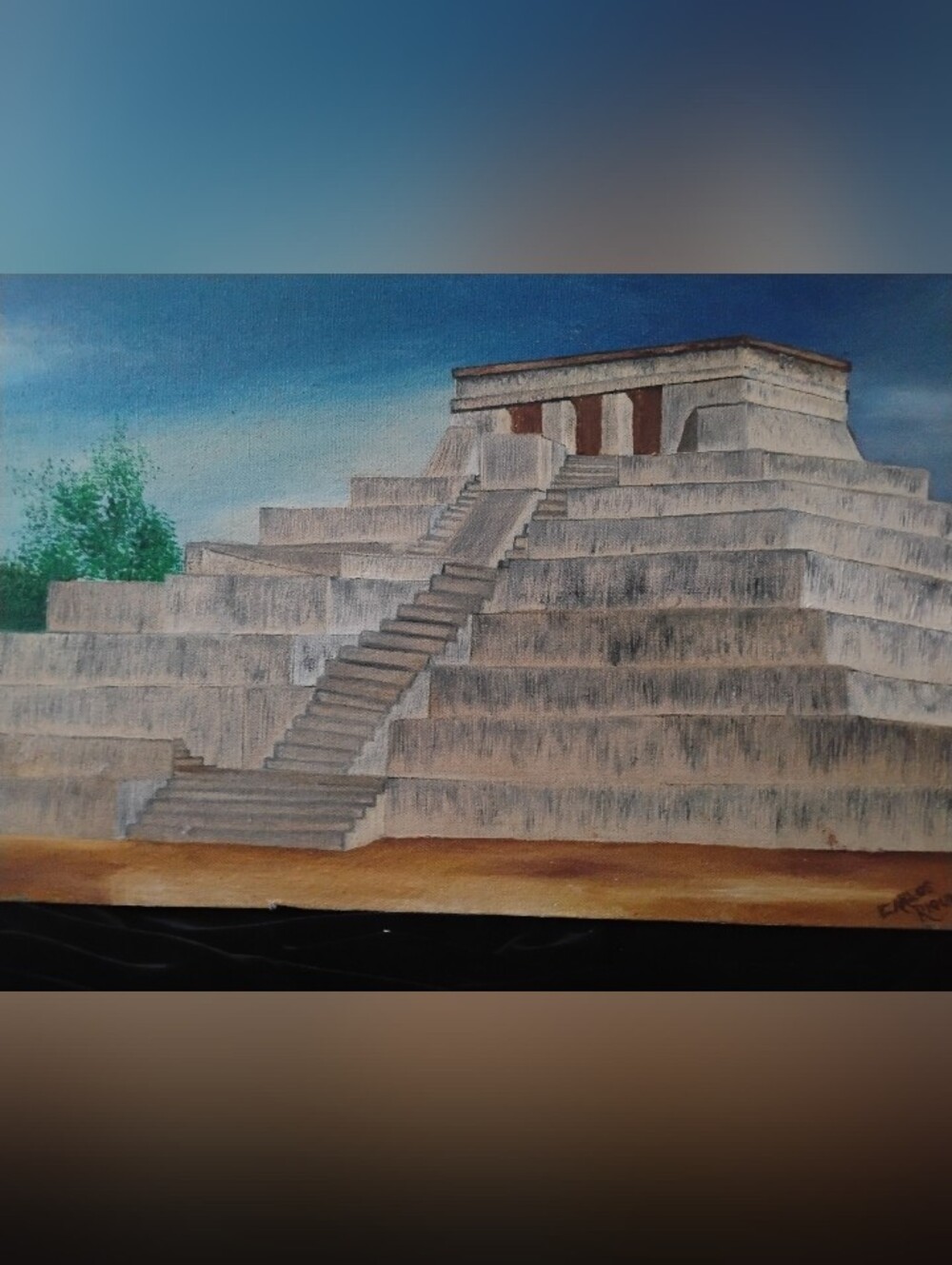 Guatemala TIKAL Pyramid    Painted by MAYA  INDIAN In GUATEMALA.